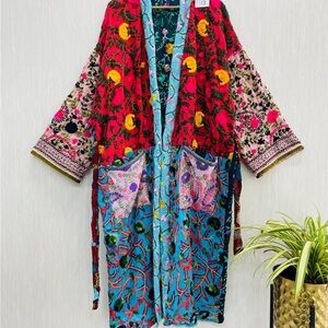 Floral Embroidered Kimono Robe